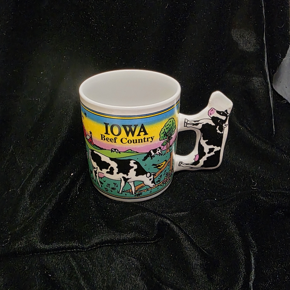 Iowa‎ Coffee Mug Beef Country Dairy Fresh  Cows Barn Windmill VTG
